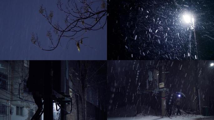农村下雪的夜晚丨4K丨原创实拍