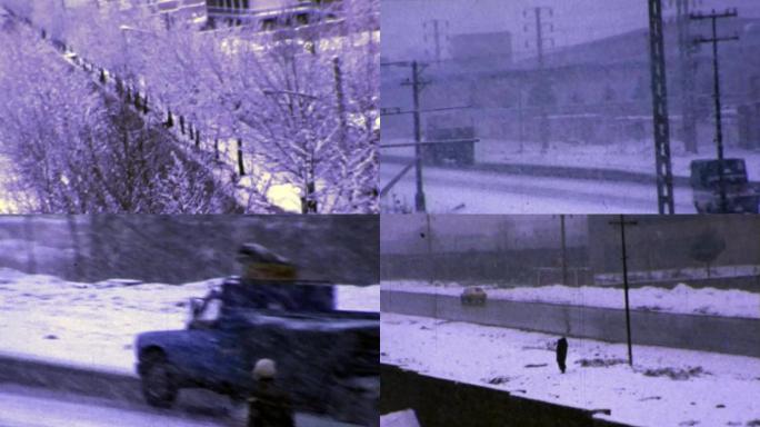 冬季风雪伊朗德黑兰城市街道