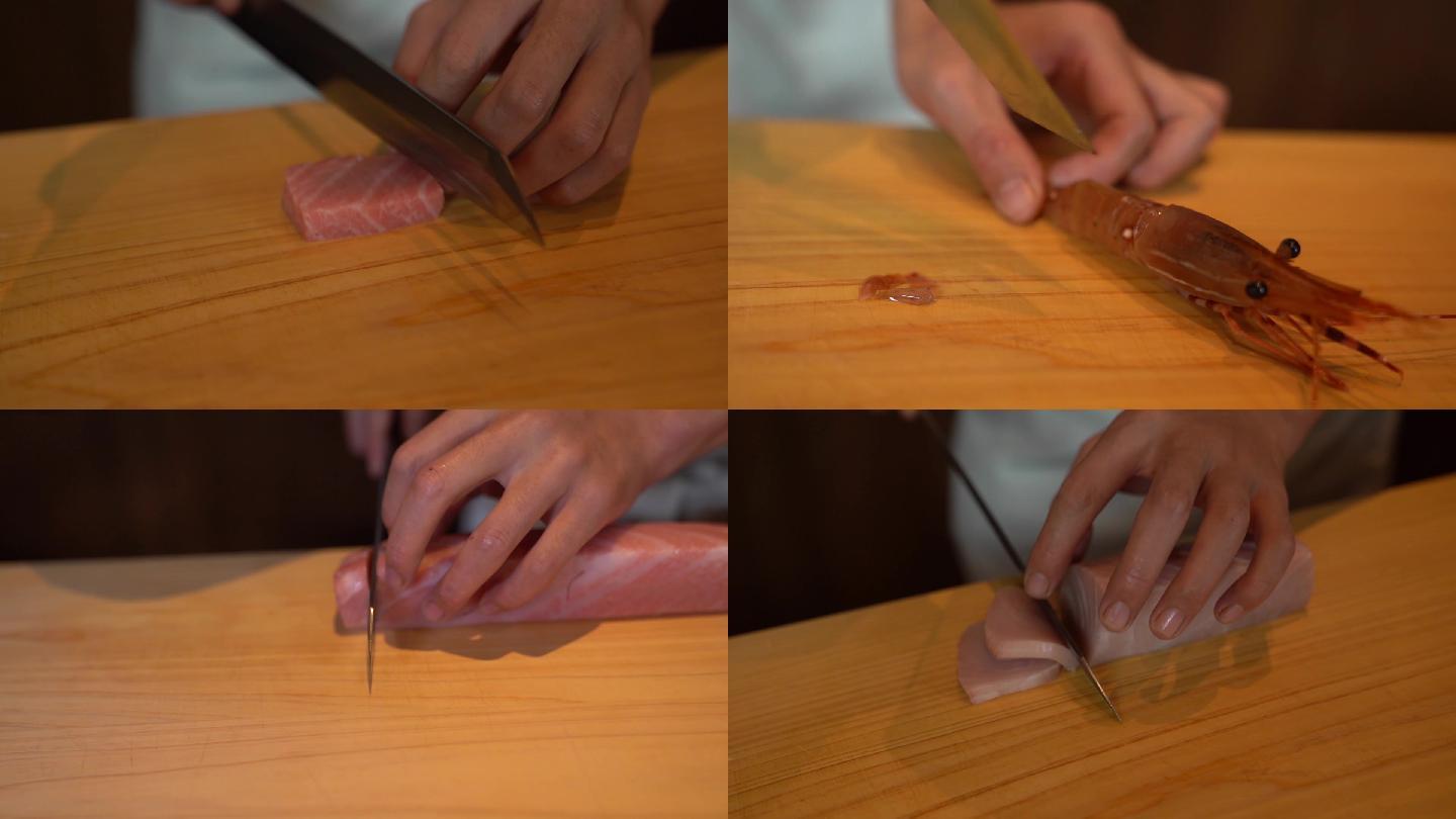 日料师傅刀工、鲔鱼刺身、日料制作过程