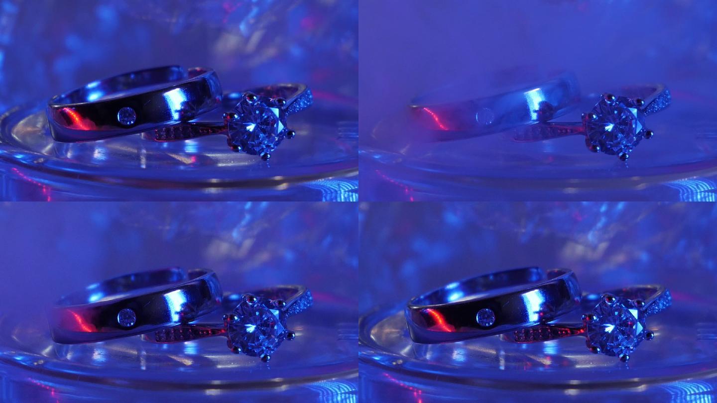 婚礼戒指实拍蓝色对戒婚礼片头素材蓝色妖姬