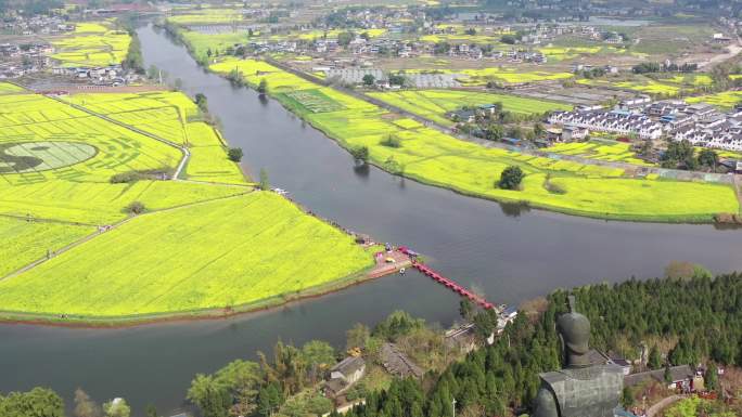 航拍重庆潼南油菜花基地