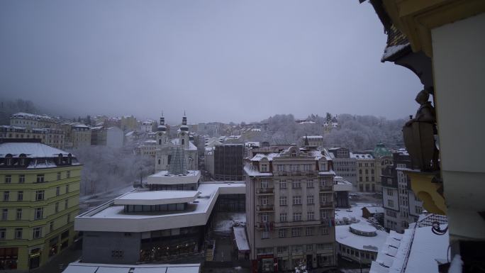 捷克欧洲小镇雪景