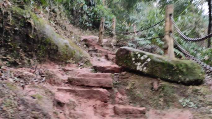 爱情天梯登山石阶山路崎岖视频