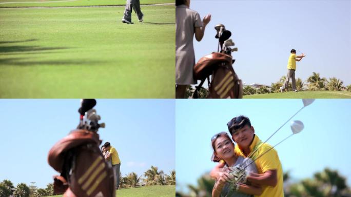 情侣打高尔夫球