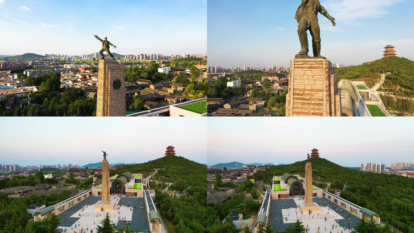 枣庄薛城英雄纪念碑航拍全景4K