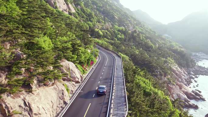 青岛崂山景区海岸线公路汽车跟拍