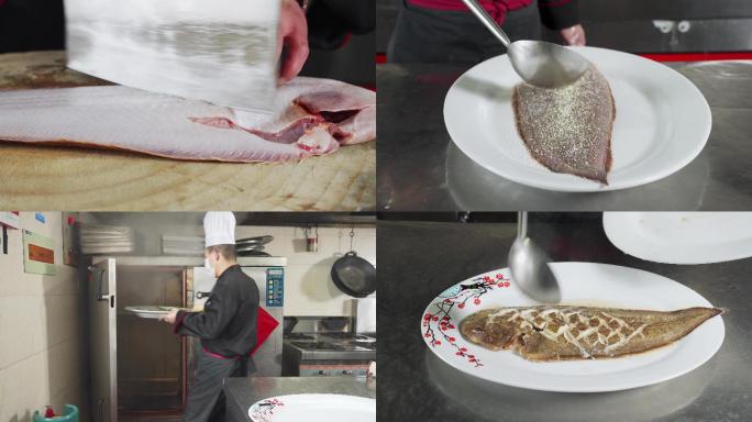 【4K】厨师烹饪海鲜龙利鱼