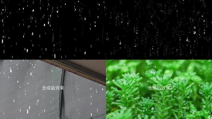 4K下雨效果带通道-雨滴雨水降雨素材