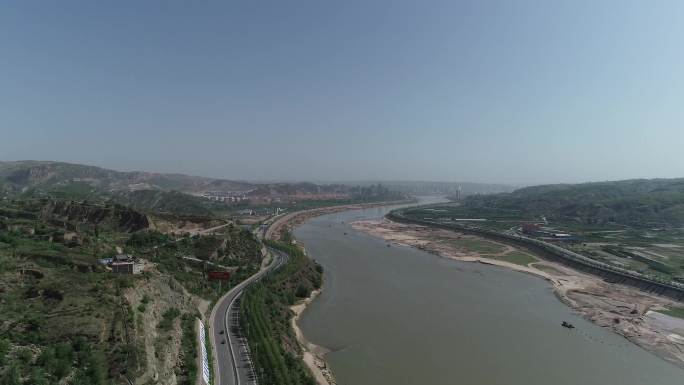 4K航拍陕北府谷黄河段