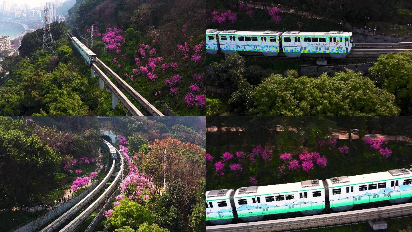 重庆开往春天的列车拍航拍素材1