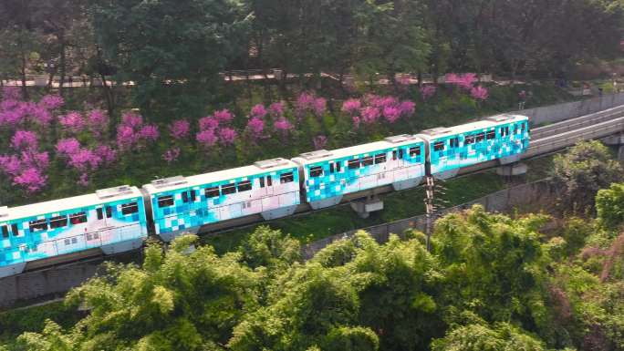 重庆开往春天的列车拍航拍素材2
