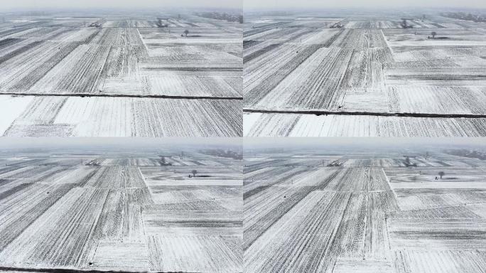 航拍田野雪后雪景丨4K丨原创实拍