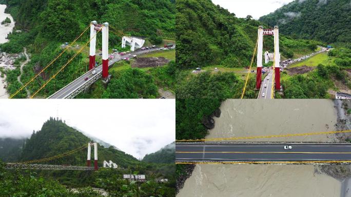 西藏林芝波密318国通迈大桥航拍延时4k