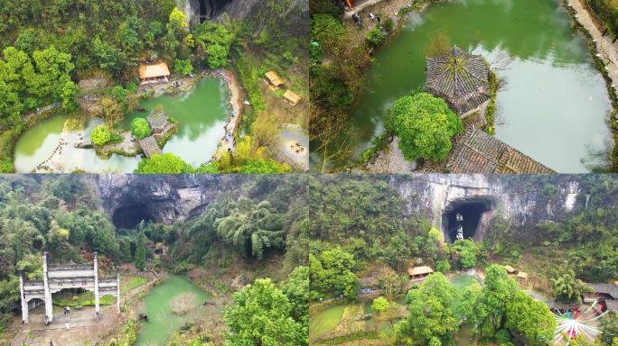 4K中国风古风池塘雨庭连廊人间仙境