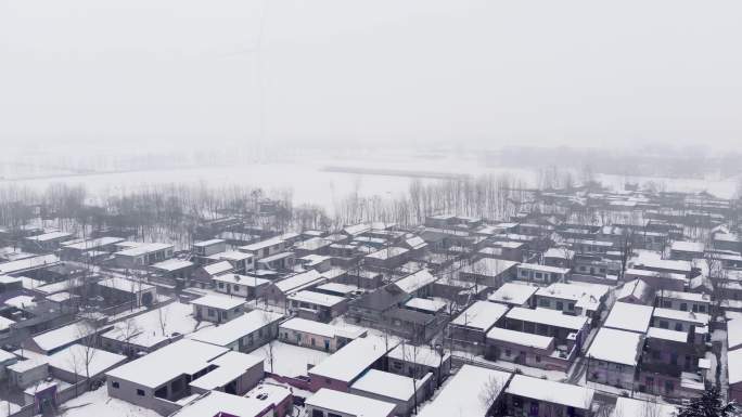 航拍河南农村雪景