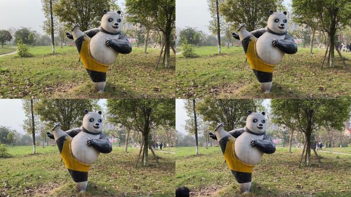实拍功夫熊猫雕塑1（4K）