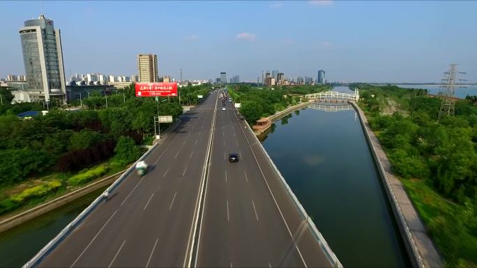 东营黄河路城市航拍风光