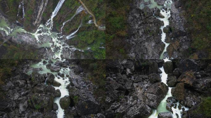 4K峡谷河流溪水瀑布岩石
