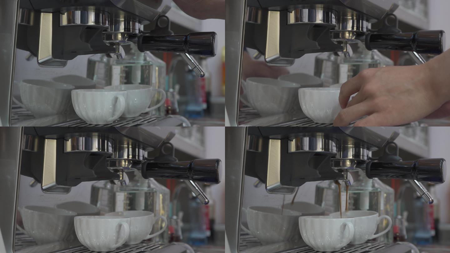 咖啡机接咖啡，过滤咖啡实拍