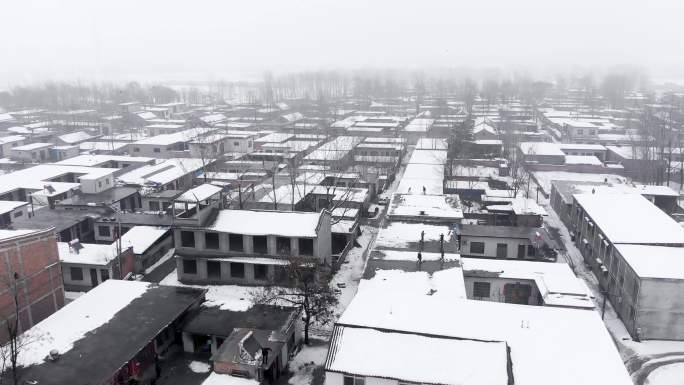 航拍乡村雪景扫雪丨4K丨原创实拍