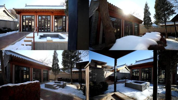 民宿中式建筑优雅环境雪后
