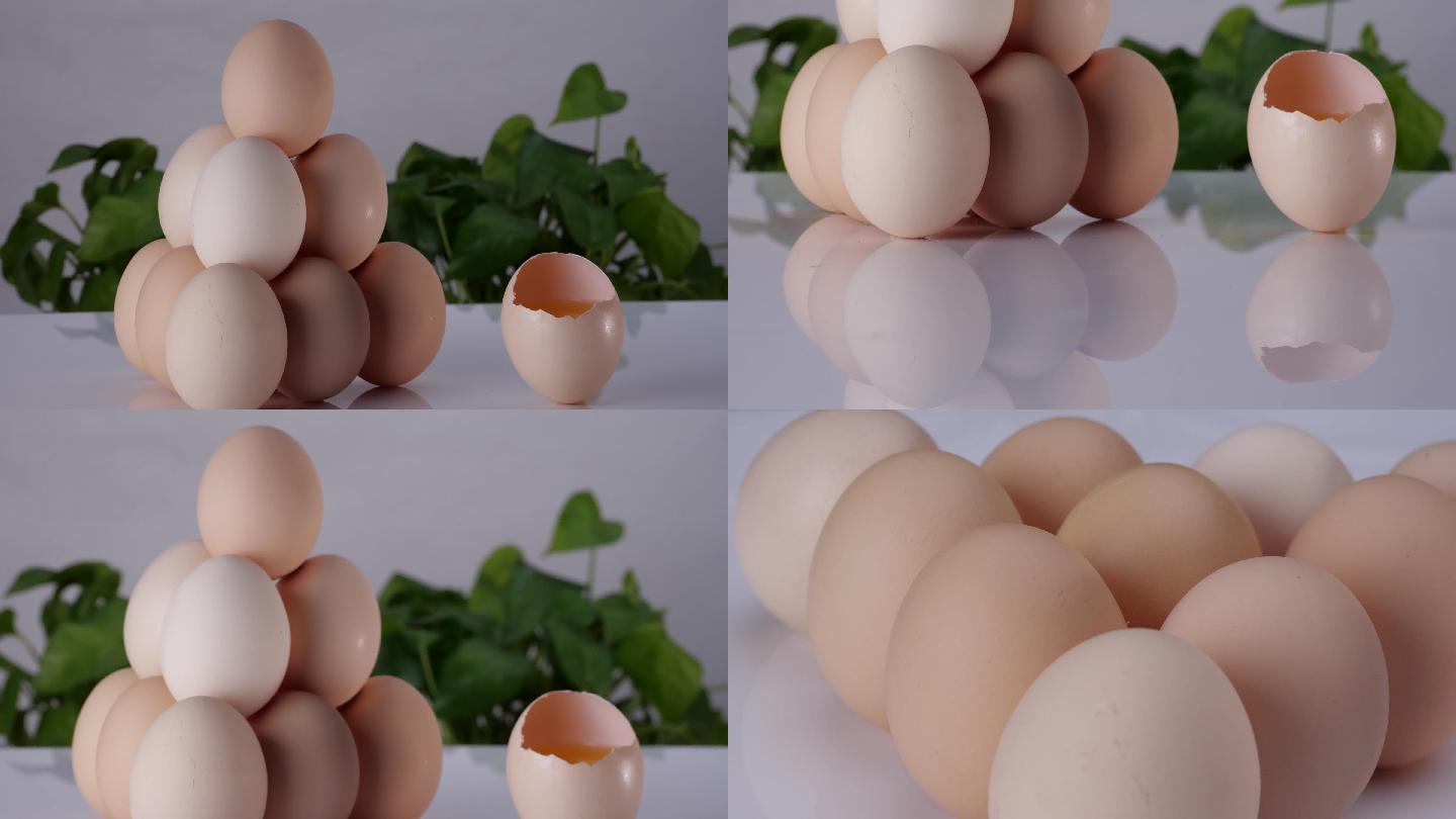 鸡蛋各造型展示4K原创