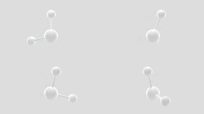 白色背景下的分子模型3D渲染