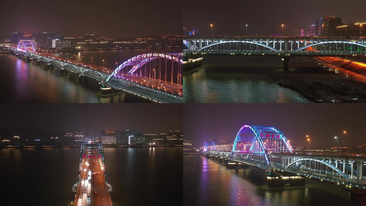 杭州复兴大桥夜景航拍合集