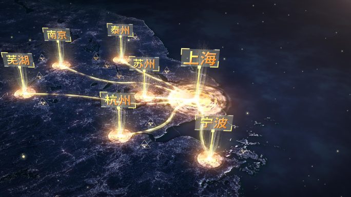 【原创】4K大气炫酷长三角城市群地图区位