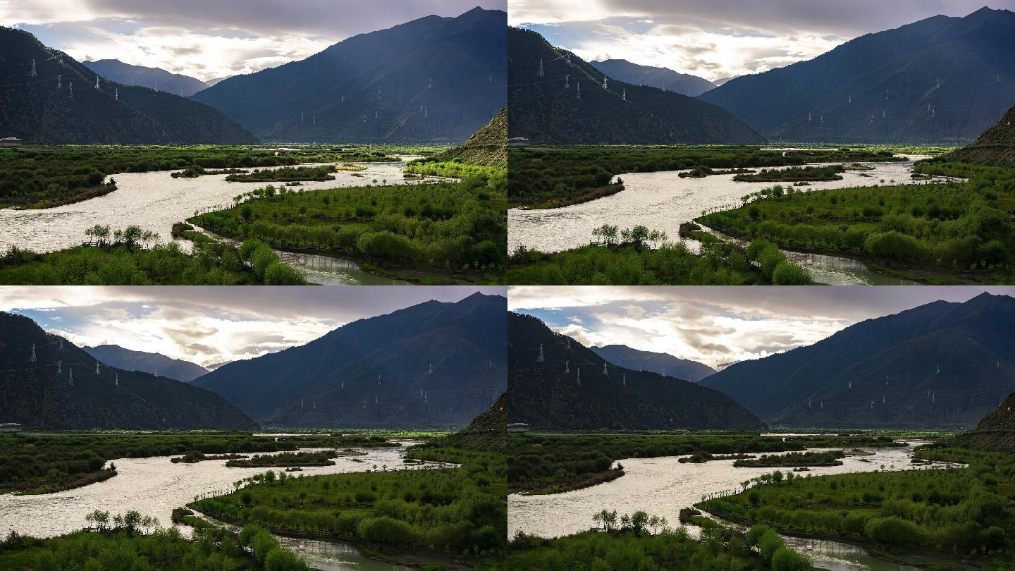 西藏风光河流湿云涌光影变化延时摄影4k