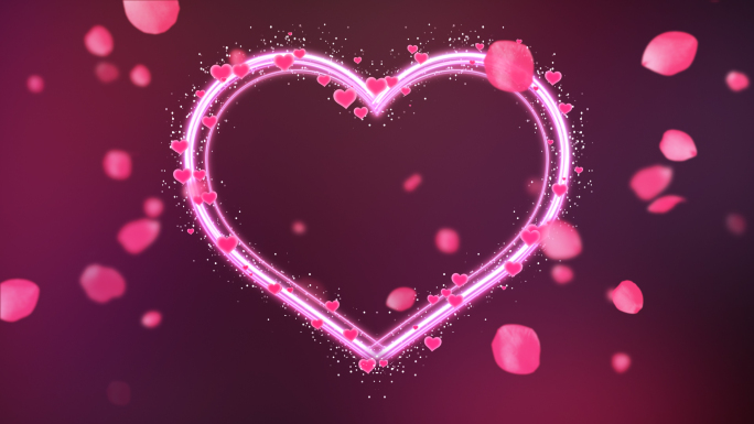 原创浪漫爱心光环粒子粉色玫瑰花瓣AE模板