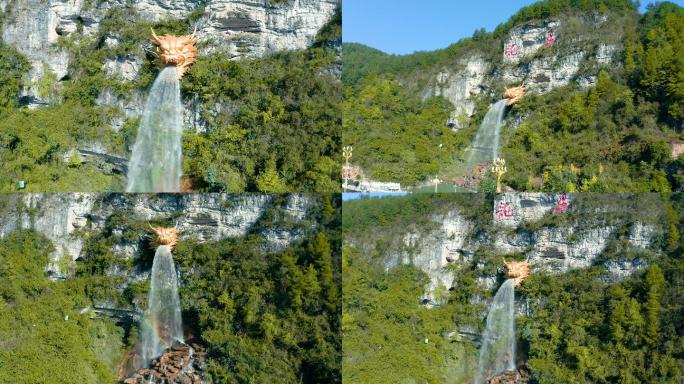 4k航拍贵州贵阳龙里龙吐水景点