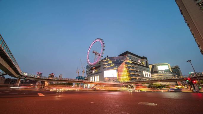 大悦城摩天轮西藏北路天桥夜景延时