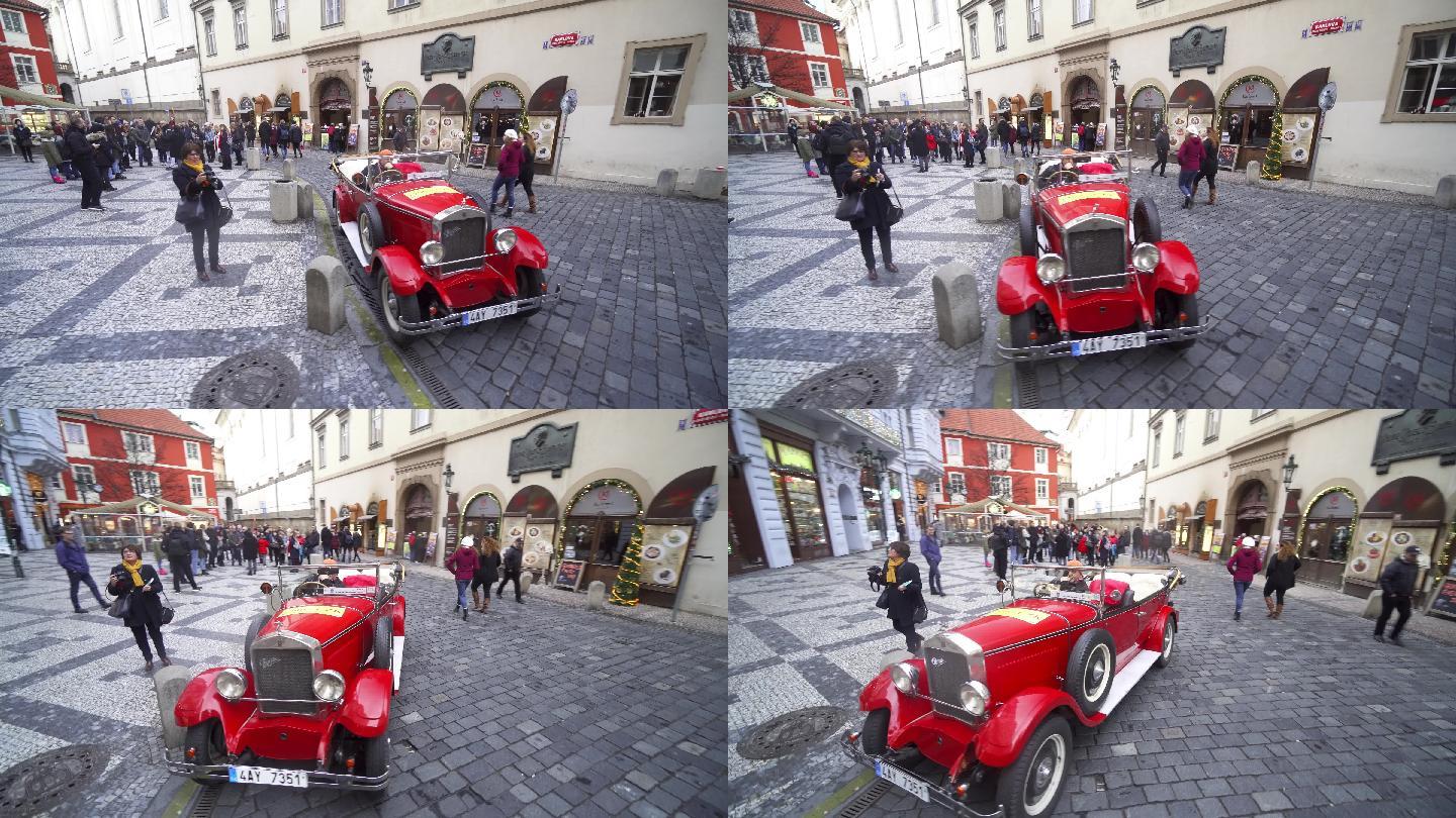 欧洲捷克布拉格街头观光老爷车