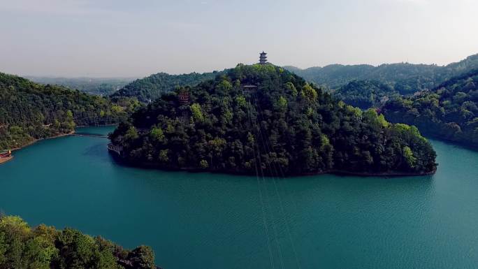 湖南长沙石燕湖航拍风景素材