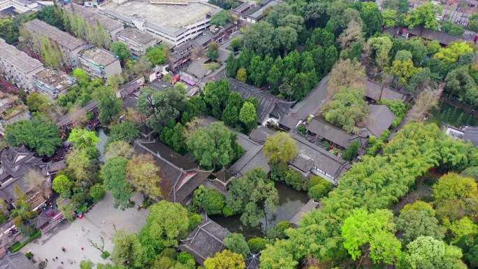 航拍成都武侯祠4k实拍素材