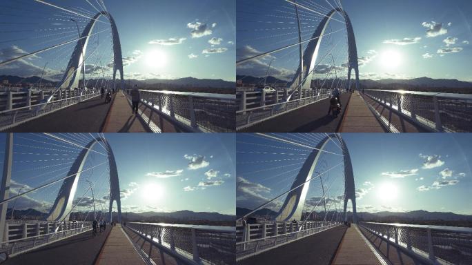 【4K】首钢大桥夕阳步进空镜