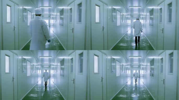 医院走廊-医院医生-实验室人员背影4k