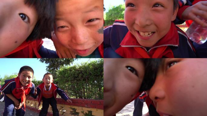 农村小学生对镜头微笑