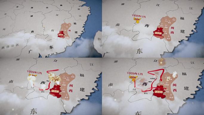 中国风革命抗战复古区位地图AE模板