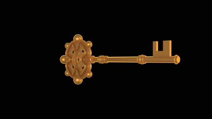 金钥匙三维钥匙旋转黄金钥匙