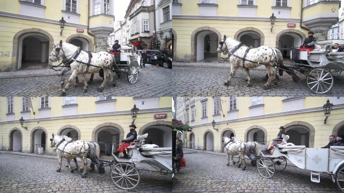 欧洲捷克布拉格街头马车驾驶空境