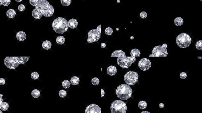 闪耀球形钻石水晶雨通道背景