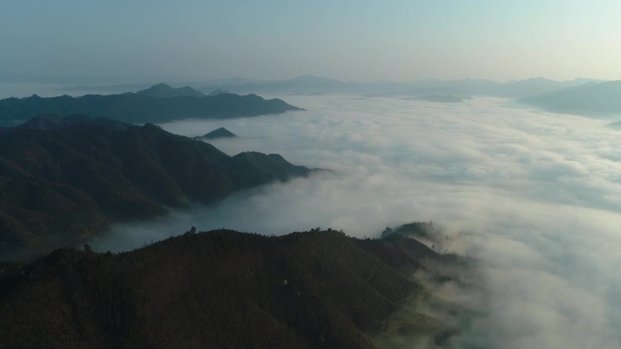 贵州黔东南八客村早晨云雾航拍