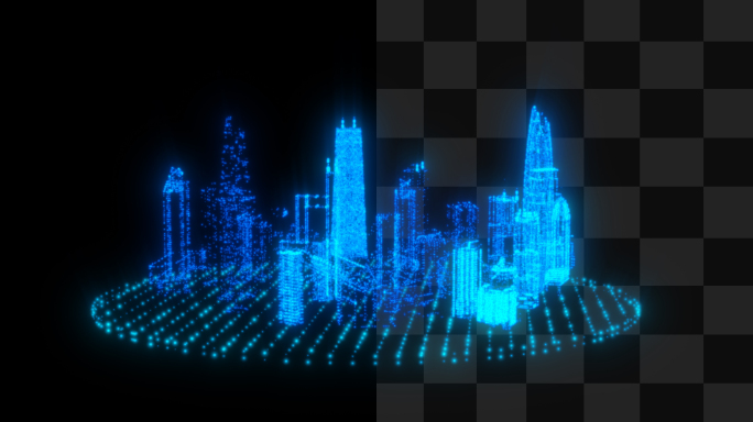 科技虚拟城市（透明通道_循环）