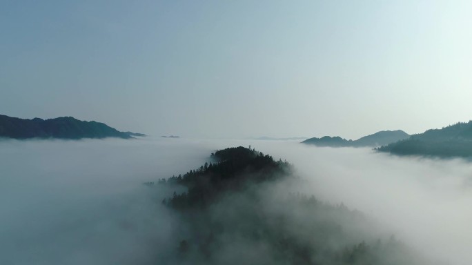 贵州山川云海翻涌云雾航拍