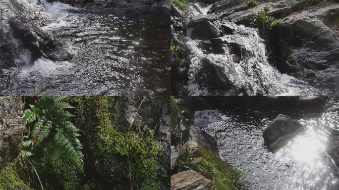波光粼粼的溪水瀑布