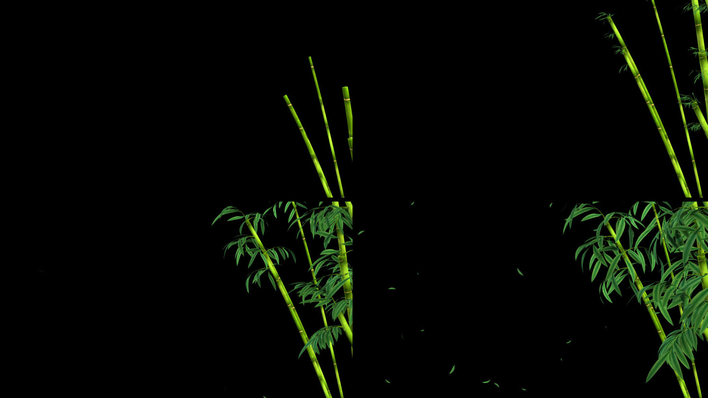 竹叶飘落-带透明通道