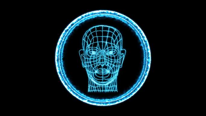 4K科技动态圆框人脸扫描通道视频-循环