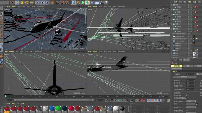 C919国产大飞机C4D场景工程模型